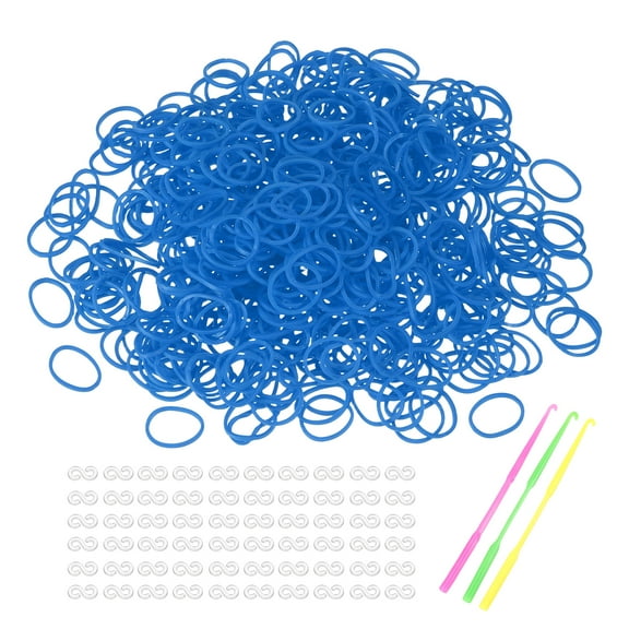 Uxcell 1800 Pcs Loom Rubber Bands Kit with 75 Pcs S-Clips 3-Hooks Blue