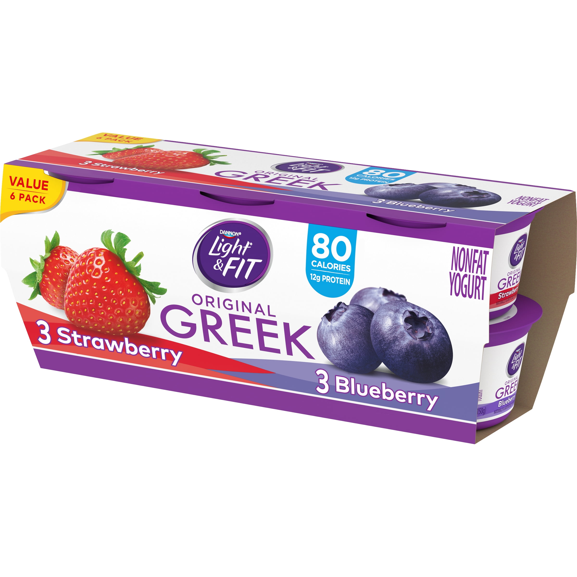 Light + Fit Strawberry/Blueberry Variety Pack Greek Yogurt, 5.3 Oz