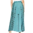 thumbnail image 2 of Sakkas Maran Women's Boho Embroidery Skirt with Lace Elastic Waist and Pockets - Turquoise - Plus Size, 2 of 5