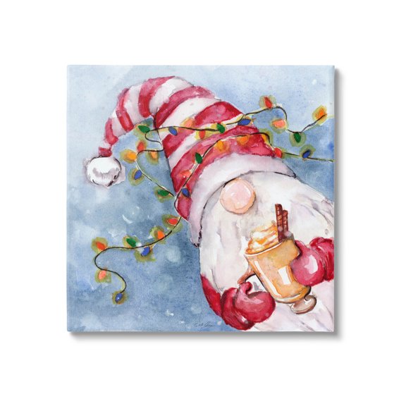 Stupell Industries Santa Gnome Holiday Lights Graphic Art Gallery Wrapped Canvas Print Wall Art, Design by Stella Chang
