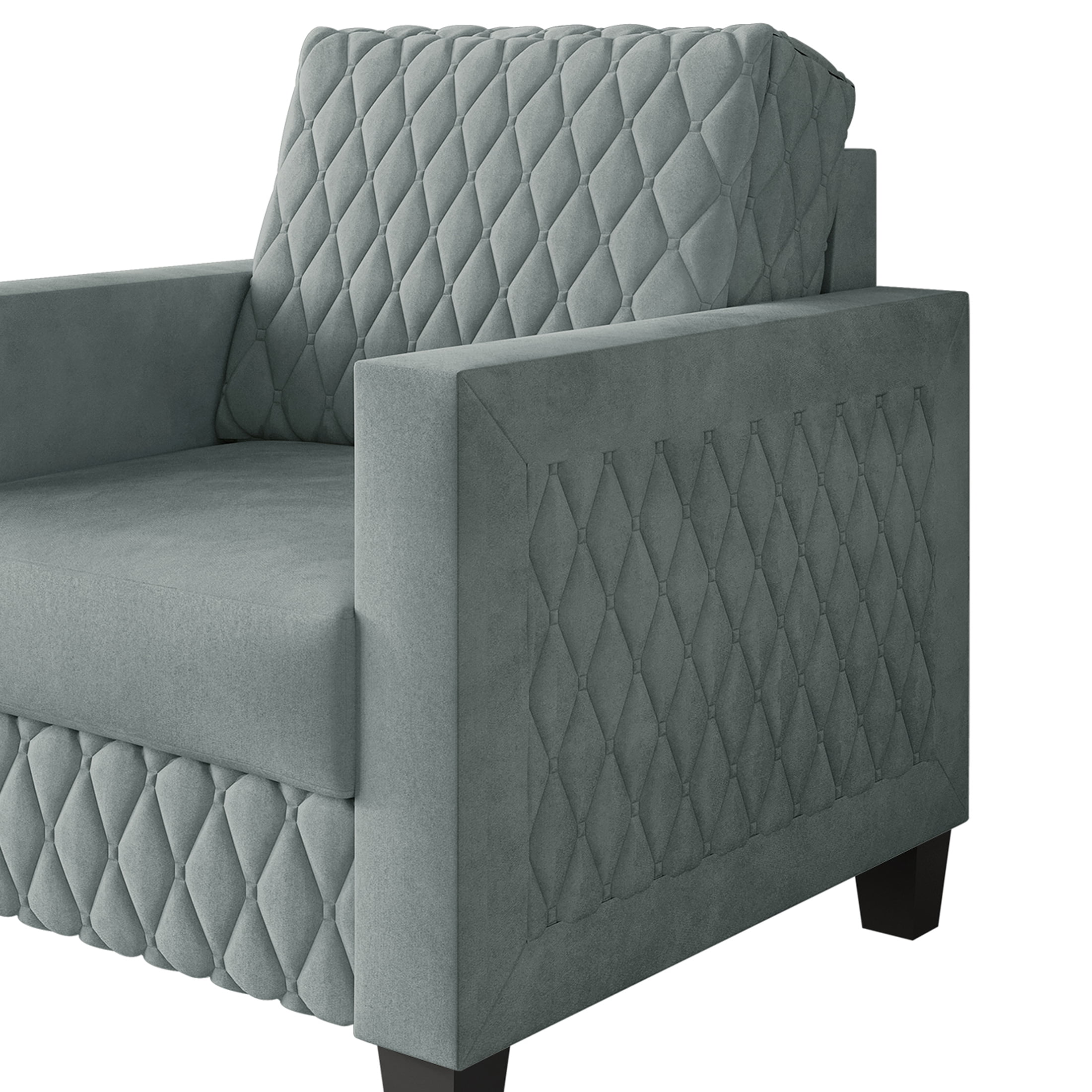 Castle Place Modern Luxe Velevet Diamond Tufted Upholstered Chair, Light Blue