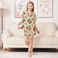 thumbnail image 6 of FORMRS Kids Short Sleeve Top and Pants Pajama Set Unisex Satin 2-Piece Sleepwear, Sizes 13-14Y, Geometric Designs, 6 of 8