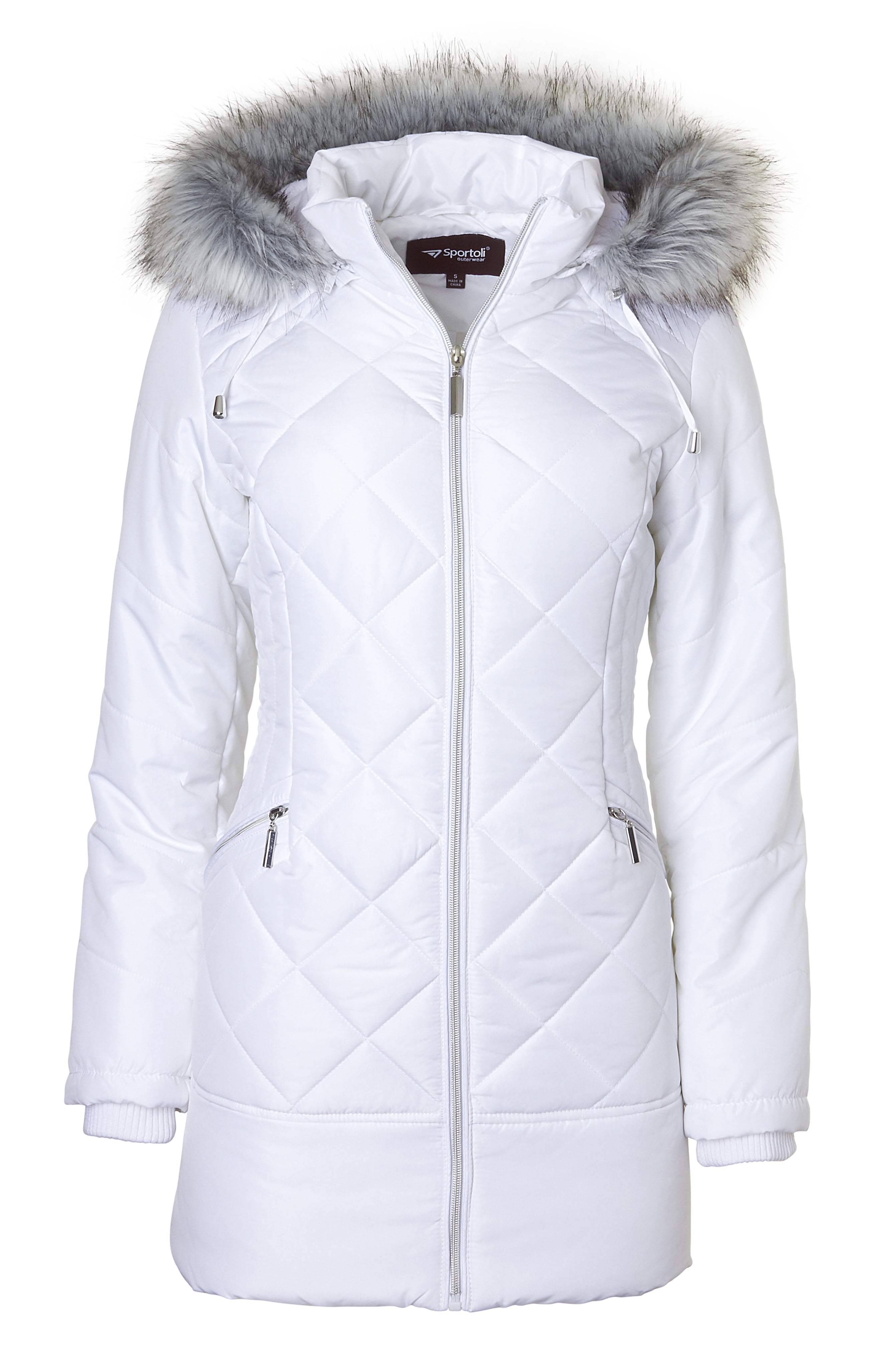 Plush Lined Fur Trim Hood - White 