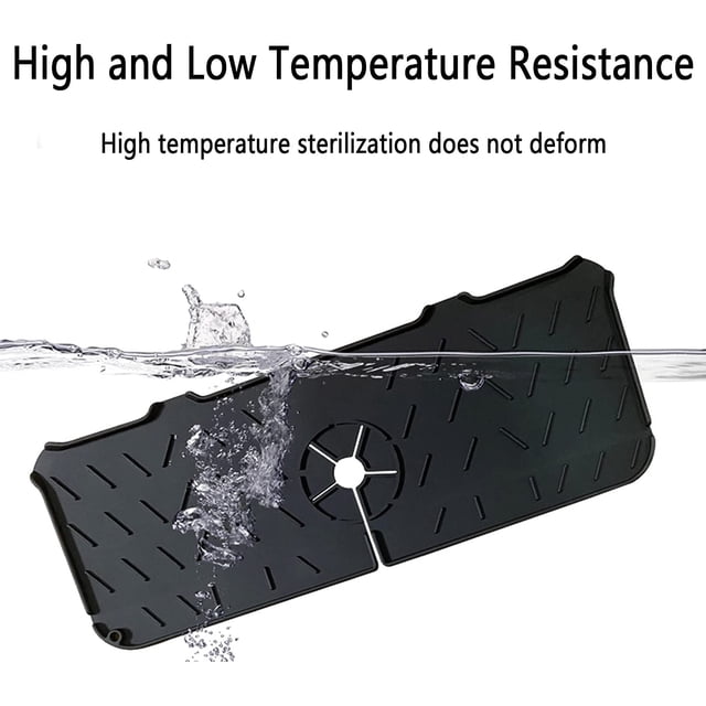 Alfombrilla para grifo, alfombrilla para grifo de cocina, alfombrilla plegable para drenaje de fregadero, alfombrilla de drenaje de calidad alimentaria, tocador de baño de cocina (negro) Sincero Electrónica