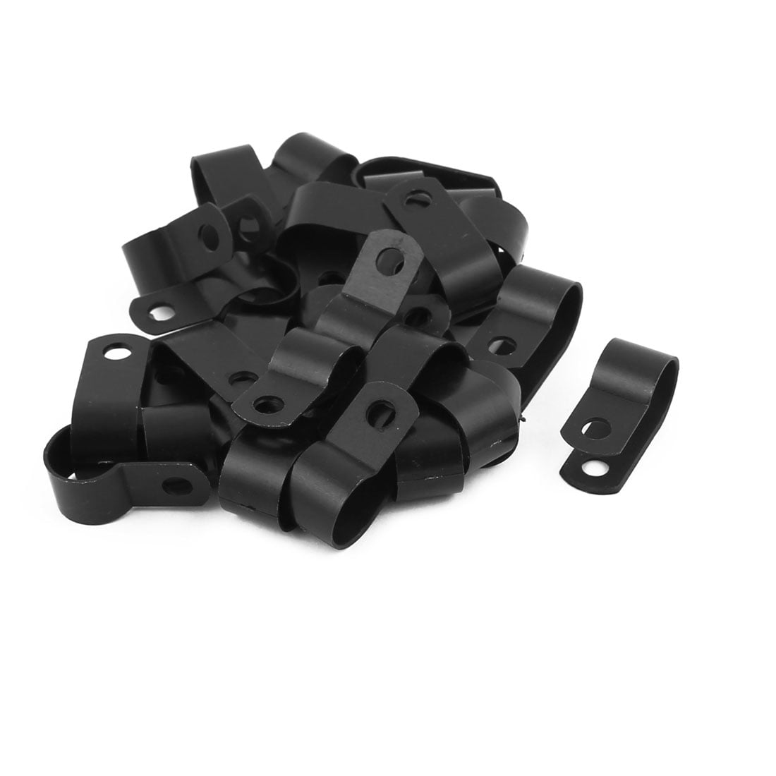 100pcs 6.4mm 1/4" Nylon Black R Type Wire Cable Hose Clamp Clips Assortment 