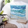 thumbnail image 3 of Pillow Covers 20x20 Set of 2, Teal Blue Ombre Throw Pillow Covers Decorative Couch Cushion Cover, Modern Coastal Ink Painted Abstract Microfiber Soft Square Pillowcases for Bedroom Living Room Sofa, 3 of 7