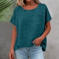 thumbnail image 2 of Cilsoka Summer Tops for Women 2026 Short Sleeve Crew Neck Linen Cotton Shirts with Pocket Plus Size Gauze Casual Dressy Blouse Outfits, 2 of 5