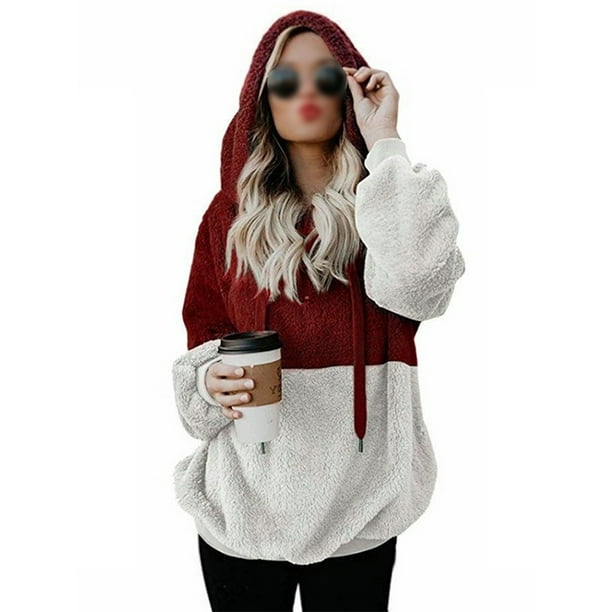 UKAP - S-XXXXXL Women Casual Fuzzy Fluffy Sweatshirt Tops Teddy Bear