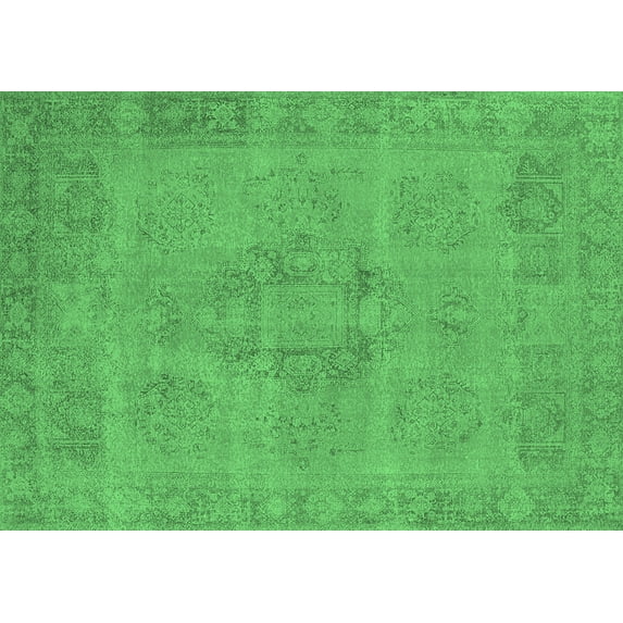 Ahgly Company Indoor Rectangle Oriental Emerald Green Industrial Area Rugs, 5' x 7'