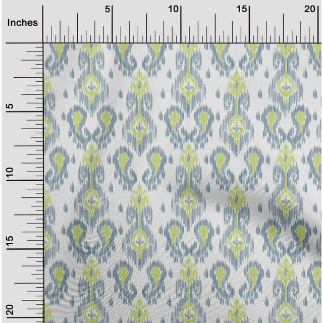 oneOone Cotton Poplin Fabric Paisley Ikat Print Fabric BTY 56 Inch Wide