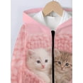 thumbnail image 6 of Girls Cute Cartoon Cat Print Zip Up Hoodie Jacket, Kids Full Zip Long Sleeve Hooded Coat for Fall Daily Casual Outdoor Wear(Pink2,11-12 Years), 6 of 7
