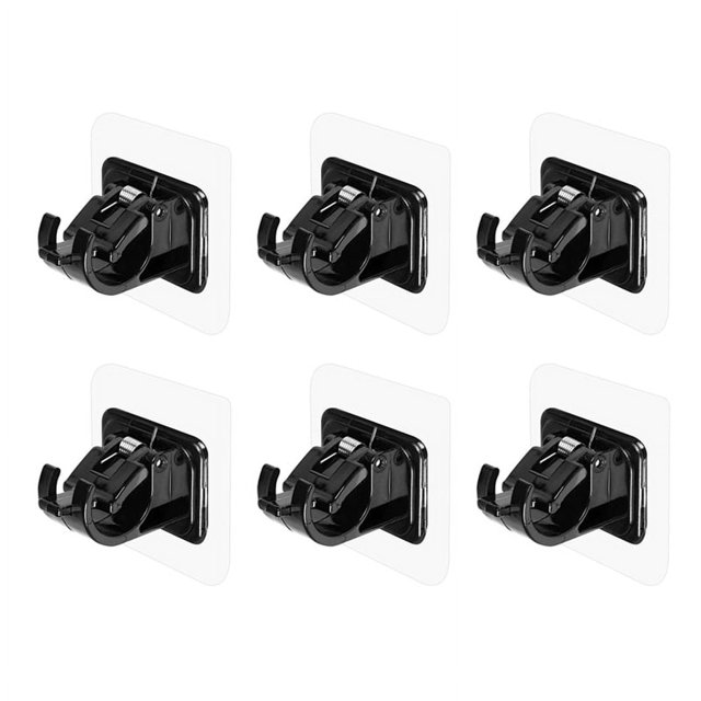 6 piezas de soportes para barras de cortina autoadhesivos, sin perforaciones, con clip para barras de cortina, ganchos para colgar barras de cortina de ducha ajustables sin clavos