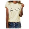 thumbnail image 1 of WEIYLL T-Shirts pour Femmes Imprimé Floral de Printemps Manches Courtes Beige Tailles TG, 1 of 3