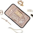 thumbnail image 2 of caja organizadora de joyas de viaje, rollo de almacenamiento de joyas plegable para aretes, collares, anillos, pulseras, broches, negro, 2 of 5