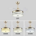 thumbnail image 5 of LUOLAX 36 Inch Rose Gold Modern Crystal Fan Light, Three Tone Lighting Bedroom Ceiling Fan Light, Dining Room Living Room Chandelier Ceiling Fan (Gold), 5 of 7