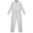 thumbnail image 4 of Sholeno Big Girls Stand Collar Jumpsuit with Pockets Mechanic Boiler Suit One Piece Romper Coverall Dungarees Ivory 14, 4 of 6