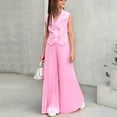 thumbnail image 2 of HBGVBA Girl's 2 Piece Outfit Set,Summer Trendy Suits,2-9 Years Thin Solid Sleeveless Blazer Top Wide Leg Pleated Pants Set, 2 of 5