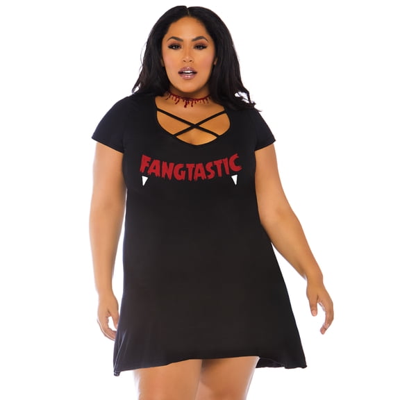 Women's Fangtastic Halloween Dress, Black, Plus-Size