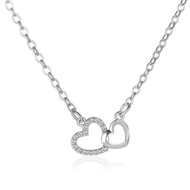Collar para mujer, joyería para mujer, collar versátil con temperamento, doble colgante, cadena de clavícula, romántico Tanabata, collar de doble amor para mujer.