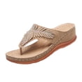 thumbnail image 2 of YOUYEDIAN Orthopedic Sandals for Women 2026 Summer Dressy Open Toe Arch Support Shoes Wide Hiking Non Slip Slip on Slippers (Khaki), 2 of 5