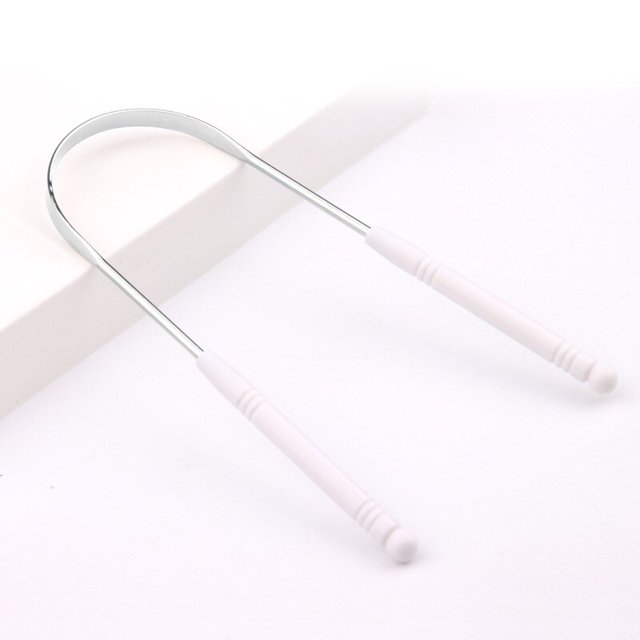 Raspador de lengua de acero inoxidable, cepillo limpiador de lengua Oral, higiene bucal, alta calidad, 1 unidad