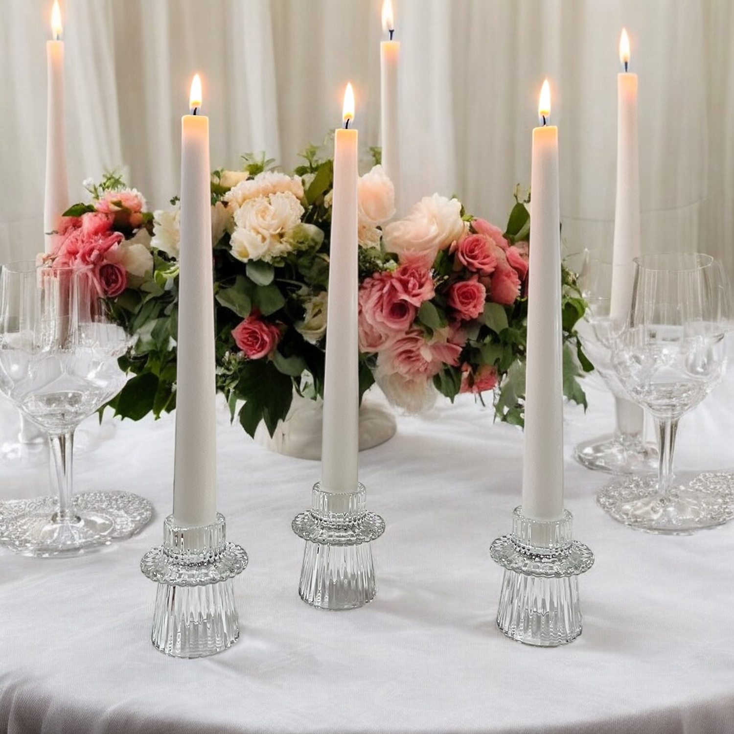Stonebriar Unscented 10" Dripless Taper Candles with 7 Hour Burn, 30 Pack, White