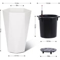 thumbnail image 1 of OUYAWEI 2PC 22.4in Self Watering Planters Tall Diamond Plastic Inner Bucket Trays Water Level Monitor White, 1 of 7