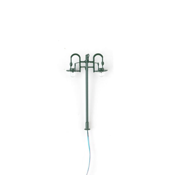 Matsuzay Modelo de poste de luz para el hogar, diseño de Micro paisaje, decoraciones, luz LED de vía férrea, lámpara de pista de cabezas, Artesanía Verde (1:150) (Cálido)