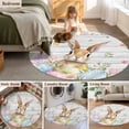 thumbnail image 5 of Round Rugs 6Ft, Easter Round Area Rug Washable Indoor Throw Carpet, Rustic Spring Bunny Eggs Botanical Grey Wooden Soft Non Slip Circle Rug for Office Cabinet Home Decor Aesthetic, 5 of 8