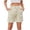 Khaki, variant on Lenpel Jean Shorts for Women Trendy Elastic High Waisted Mid Thigh Cargo Denim Shorts Summer Casual Shorts with Pockets