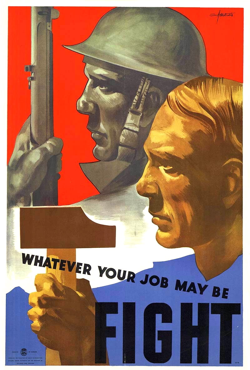 WW2 propaganda Fight (Canada) historic patriotic paper poster 14" x 20
