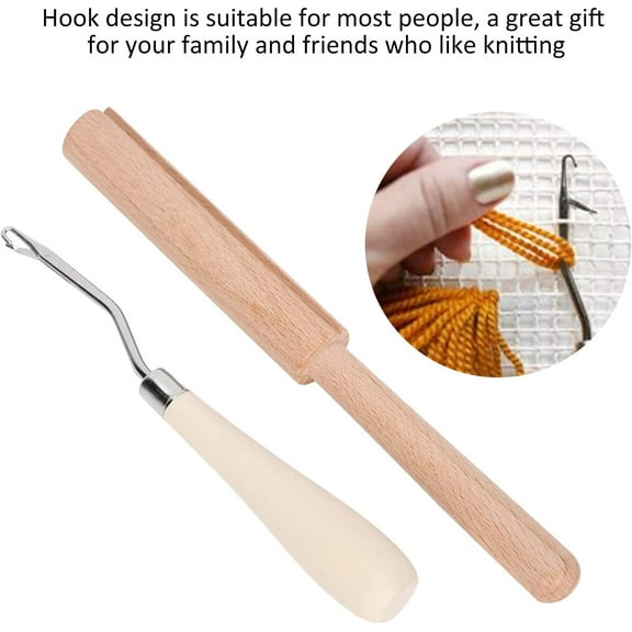 Convenience Practical Durable Wooden Bent Latch Hook Tool Carpet Wig Hair Braiding Handicrafts
