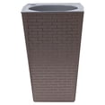 thumbnail image 4 of Hvmvliv Flower Pot Large Tall Self-Watering Planter with Drainage Holes - Modern Brick-Textured Indoor Outdoor Plant Pot for Home Office Front Porch Decks Brown, 4 of 6
