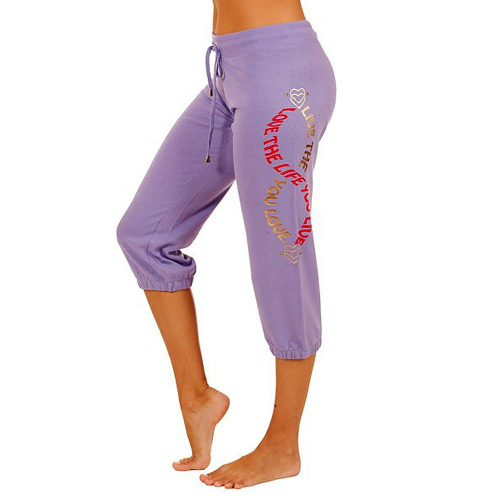 J Creations - 4114 Women Sweat Capri Joggers Active wear Workout Running Capri Purple S