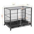 thumbnail image 2 of 43'' Rolling Dog Crate Metal Large Dog Cage Kennel Feeding Door w/Tray Black, 2 of 6