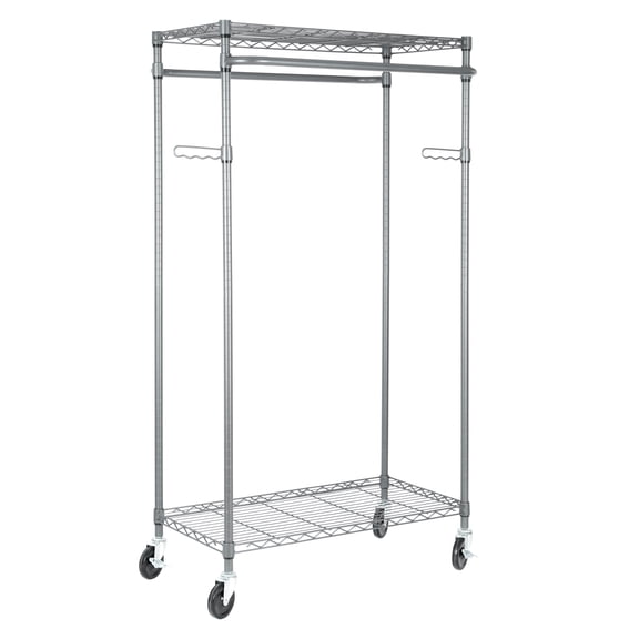 Better Homes & Gardens Double Hanging Garment Rack, 38.2W x 23.6D x 66.1H in, Gunmetal Finish, Gray