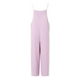 thumbnail image 4 of Usmixi Jumpsuits for Women Dressy Casual Loose Wide Leg Comfy Spaghetti Strap Long Jumpsuits Overalls with Pocket Summer Square Neck Sleeveless Solid Maxi Formal Rompers Purple s, 4 of 5