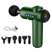 Massage Gun Pocket Fascia Gun Electric 20 Speed Handheld Muscle Percussion Massager with 6 Massage Heads Body Massager Pain Relief Muscle Relaxation Deep Tissue Vibrator Bag,green