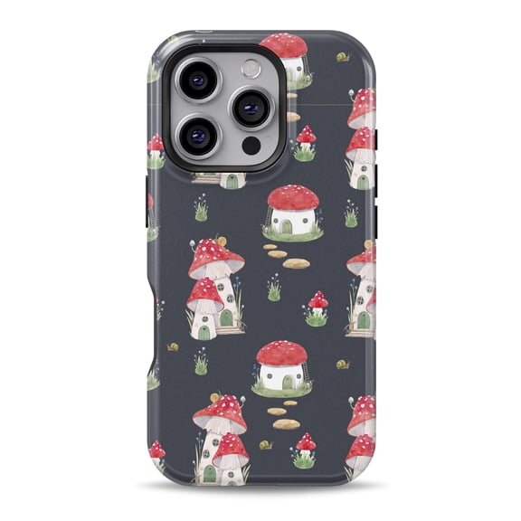 DesignSkinz Scratch-Resistant Hard Slim Case Compatible with iPhone 16 (Compatible with MagSafe) - Mushroom Houses