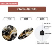 Round Glass Wall Clock, Black Gold Swirl Glass Wall Clock – Modern Abstract Art, Sleek Luxury Decor, Unique Home Accent, Statement Gift for Living Room Or Office Style 12×12inch(