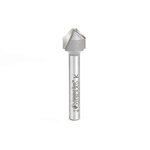 Herramienta Amana 45792-M Ranura en V 90 grados. Plegado para paneles de material compuesto de aluminio (ACM) como Alucobond Dibond Punta de 0,090 Ancho de corte x 3/8 CH x 1/2 D x 6 mm Broca fresador