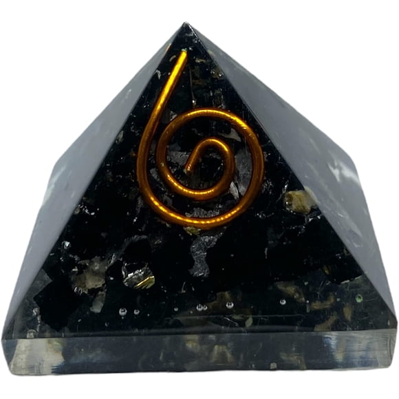 Spritual Elementz Reiki Chargé Chakra Healing Black Tourmaline Orgone Pyramide (1'Inch) avec Crystal Clear Gemstone Copper Metal (Pierre de protection contre toutes les énergies négatives)