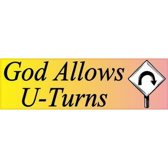 10in x 3in God Allows U Turns Vinyl Bumper Sticker Car Window Stickers Decals