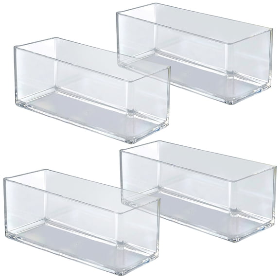 10" wide x 4" high Deluxe Clear Acrylic Rectangle Bin for Counter, 4-Pack