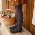 thumbnail image 4 of FAIWAD Girls Cable Knit Leggings Solid Color Stretchy Footed Tights School Uniform Pantyhose Pants, 4 of 6