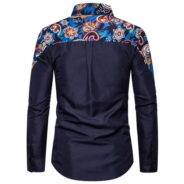 CEHVOM Spring And Autumn New Men's Stitching Fake Cloak Printing Long-sleeved Shirt Sale