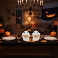 thumbnail image 4 of Halloween Ghost Ceramic Candlestick Holder for Table Decor, Spooky Candle Holder with Unique Cutout Design, Small Decorative Tealight Holder for Party, Home, Mantel, Window Sill, 4 of 5