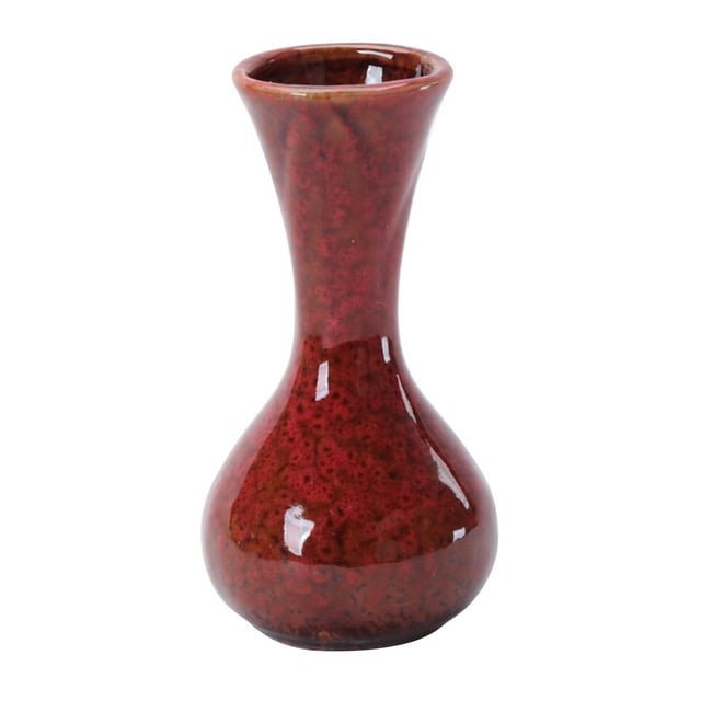 (Rojo, especificaciones: altura 10,8 cm, diámetro 5,7 cm, diámetro interior 3,4 cm) Jarrón de cerámica cambiado al horno