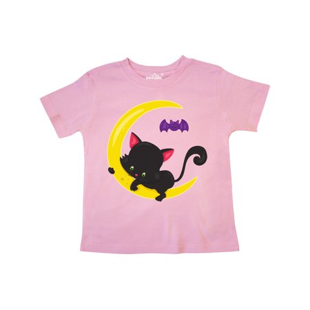 

Inktastic Black Cat Cat on the Moon Bat Halloween Gift Toddler Boy or Toddler Girl T-Shirt