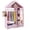 Pink, variant on Gymax Kids Dress Up Storage w/ Mirror Roofed Wardrobe Closet w/ Open Hanging Rack Pink
